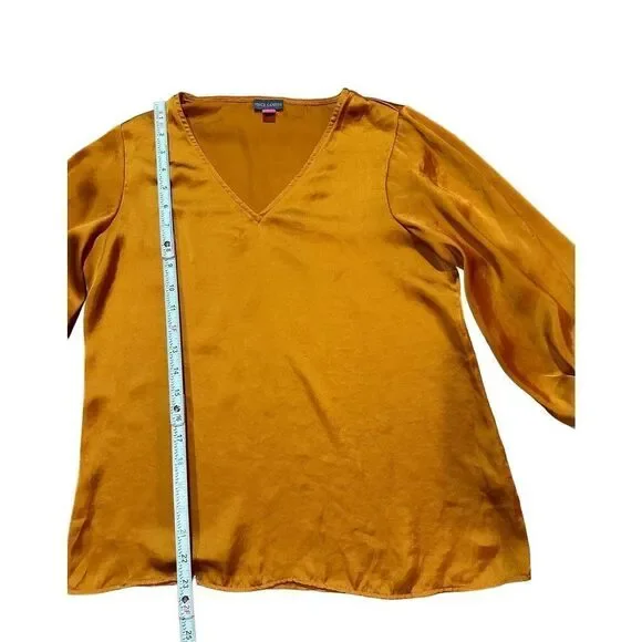 Vince Camuto Blouson-Sleeve Blouse burnt orange rust Sz S - Picture 7 of 10